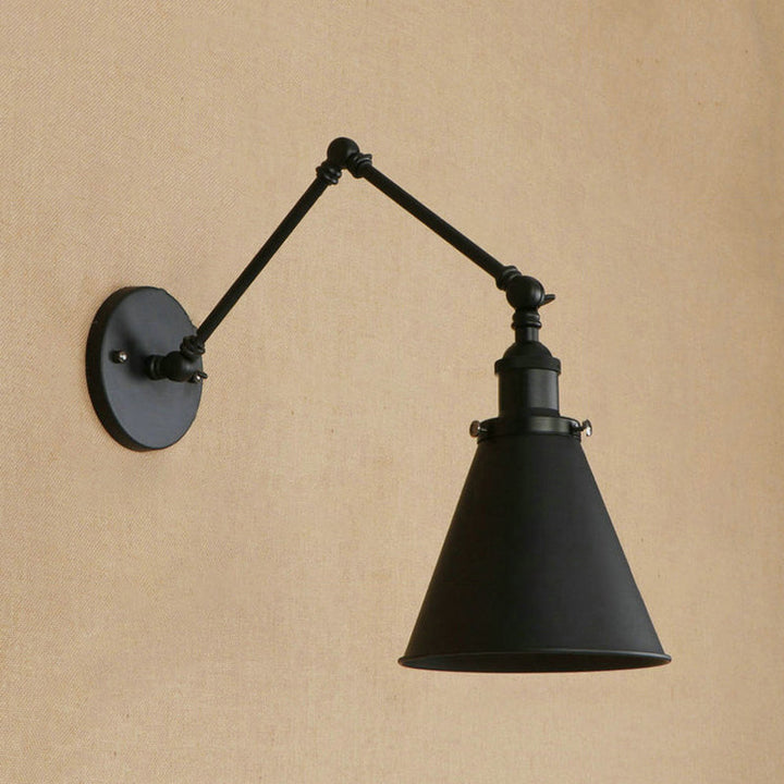 Landhausstil Kegel Wandlampe 1 Glühbirne Eisen Wandbeleuchtung in Schwarz/Rost für Schlafzimmer