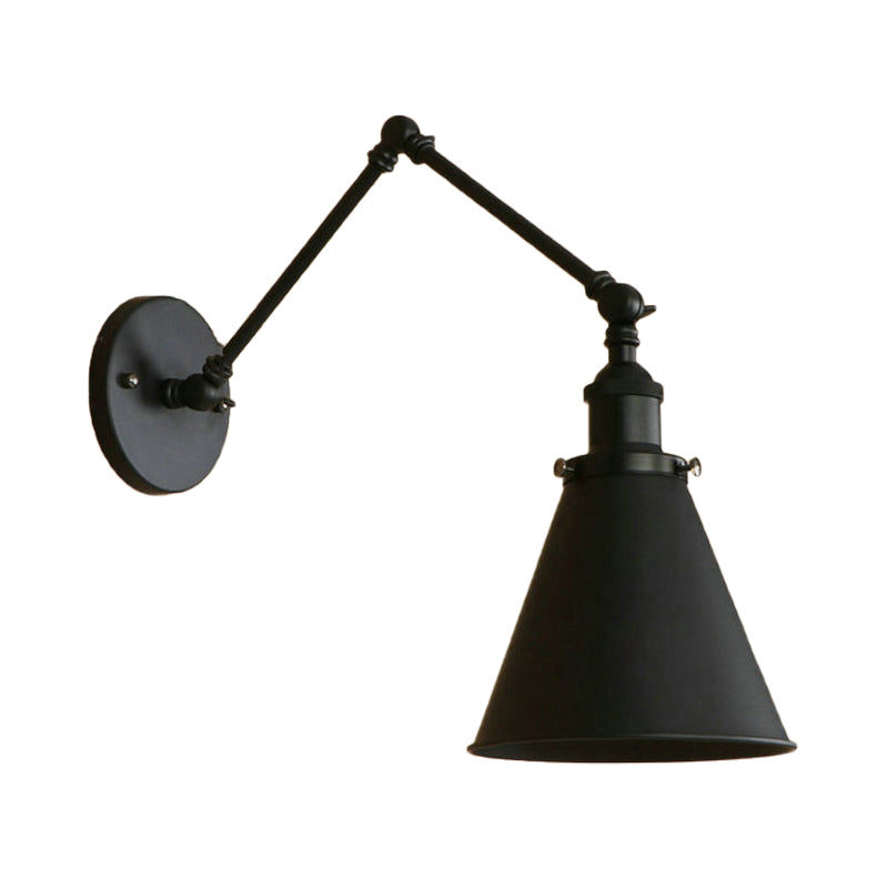 Landhausstil Kegel Wandlampe 1 Glühbirne Eisen Wandbeleuchtung in Schwarz/Rost für Schlafzimmer