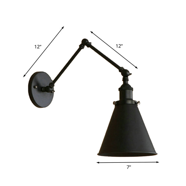 Landhausstil Kegel Wandlampe 1 Glühbirne Eisen Wandbeleuchtung in Schwarz/Rost für Schlafzimmer