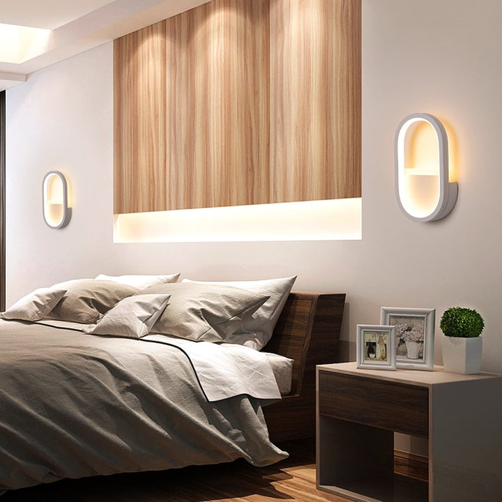 Oval Wandlicht Leuchte Zeitgenössisch Acryl Schwarz/Weiß LED Wand Sconces in Warm/Weiß Licht