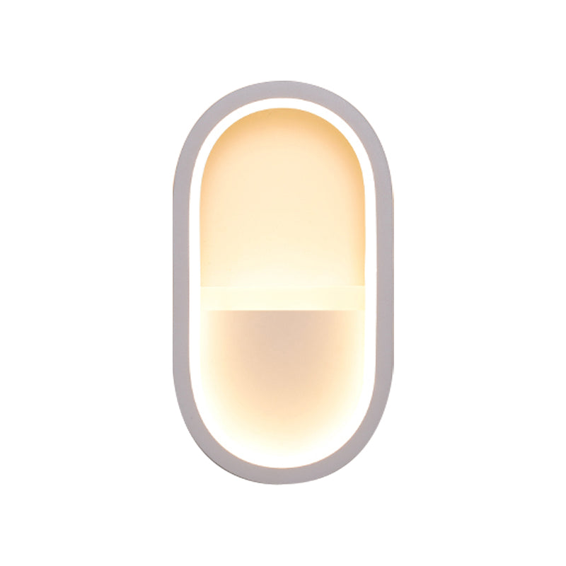 Oval Wandlicht Leuchte Zeitgenössisch Acryl Schwarz/Weiß LED Wand Sconces in Warm/Weiß Licht