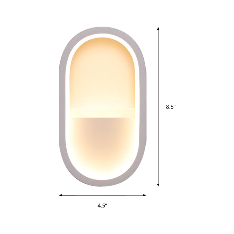 Oval Wandlicht Leuchte Zeitgenössisch Acryl Schwarz/Weiß LED Wand Sconces in Warm/Weiß Licht