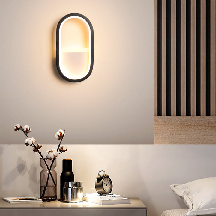 Oval Wandlicht Leuchte Zeitgenössisch Acryl Schwarz/Weiß LED Wand Sconces in Warm/Weiß Licht
