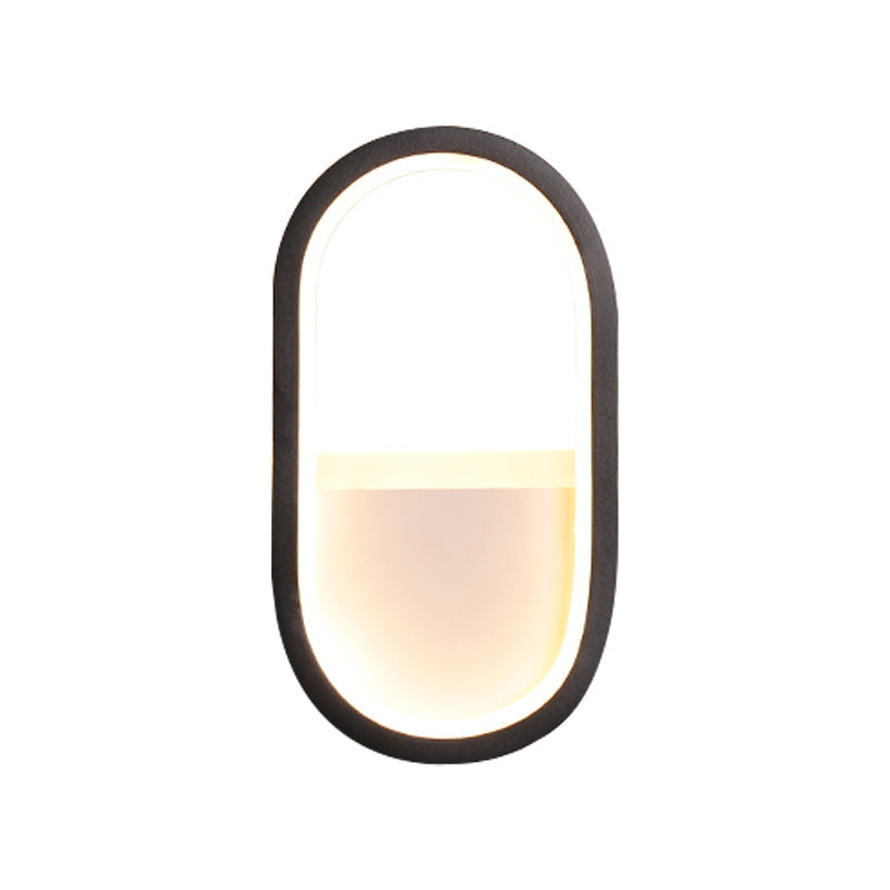 Oval Wandlicht Leuchte Zeitgenössisch Acryl Schwarz/Weiß LED Wand Sconces in Warm/Weiß Licht