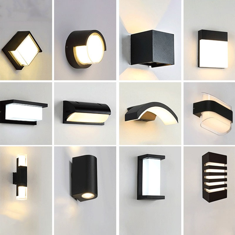 Geometrische Acrylwandleuchte Minimalistisch Schwarzes LED-Wandleuchten für den Außenbereich