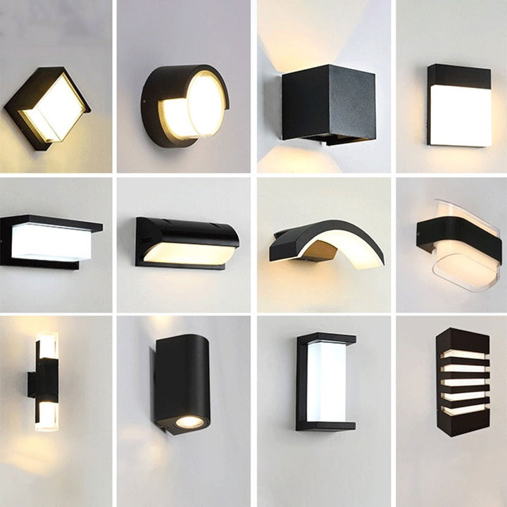 Geometrische Acrylwandleuchte Minimalistisch Schwarzes LED-Wandleuchten für den Außenbereich