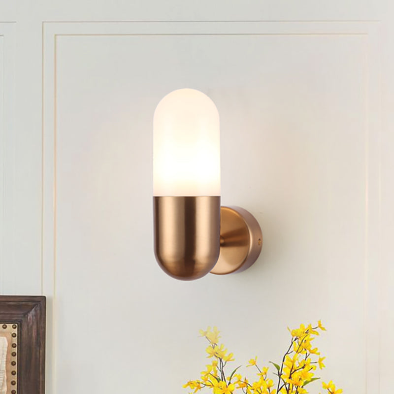 Kapsel Metall Wandleuchte Postmodern 1 Licht Schwarz/Grau/Weiß Wandmontierte Lampe für Schlafzimmer