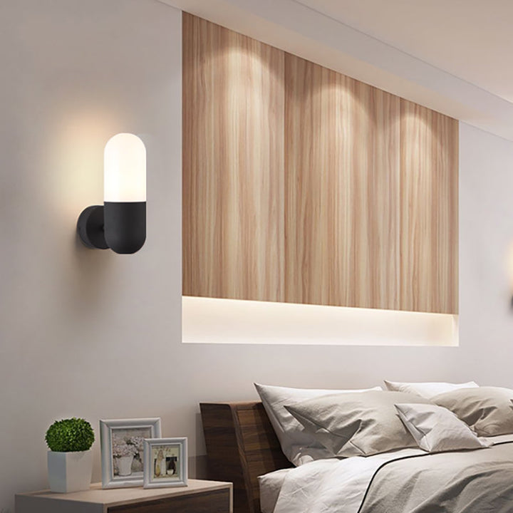 Kapsel Metall Wandleuchte Postmodern 1 Licht Schwarz/Grau/Weiß Wandmontierte Lampe für Schlafzimmer