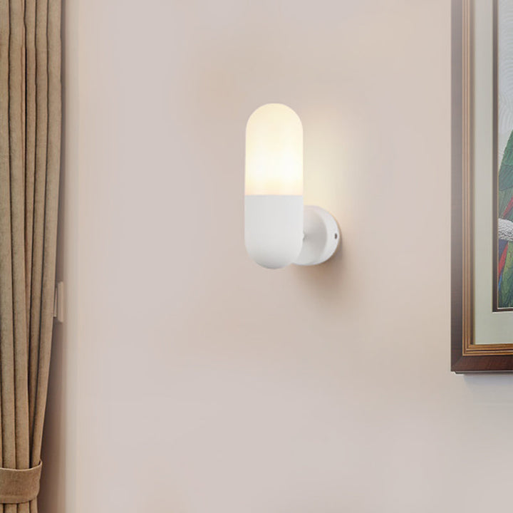 Kapsel Metall Wandleuchte Postmodern 1 Licht Schwarz/Grau/Weiß Wandmontierte Lampe für Schlafzimmer