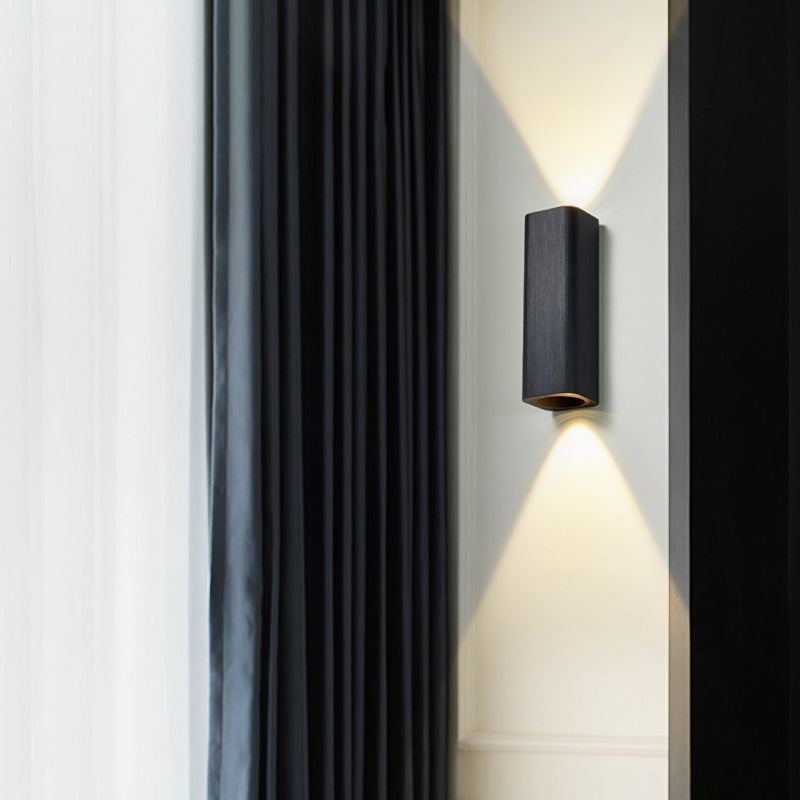 Moderne Kubus Wandmontierte Leuchte Metall Wohnzimmer LED Oben und Unten Wandleuchte in Bronze/Gold/Braun