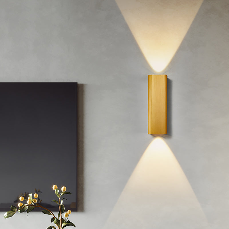 Moderne Kubus Wandmontierte Leuchte Metall Wohnzimmer LED Oben und Unten Wandleuchte in Bronze/Gold/Braun