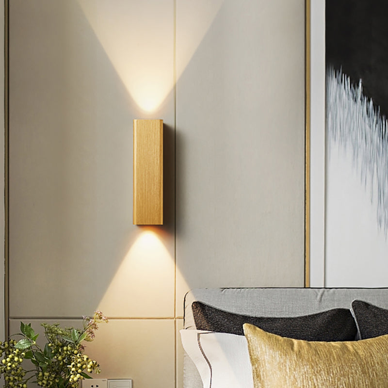 Moderne Kubus Wandmontierte Leuchte Metall Wohnzimmer LED Oben und Unten Wandleuchte in Bronze/Gold/Braun