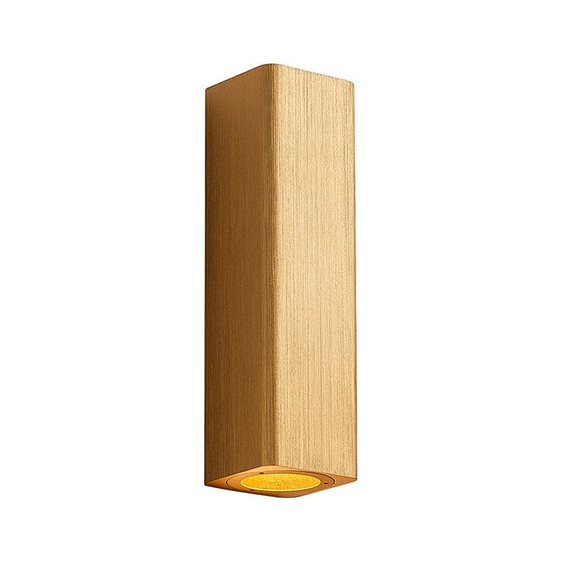 Moderne Kubus Wandmontierte Leuchte Metall Wohnzimmer LED Oben und Unten Wandleuchte in Bronze/Gold/Braun