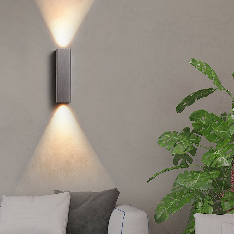 Moderne Kubus Wandmontierte Leuchte Metall Wohnzimmer LED Oben und Unten Wandleuchte in Bronze/Gold/Braun