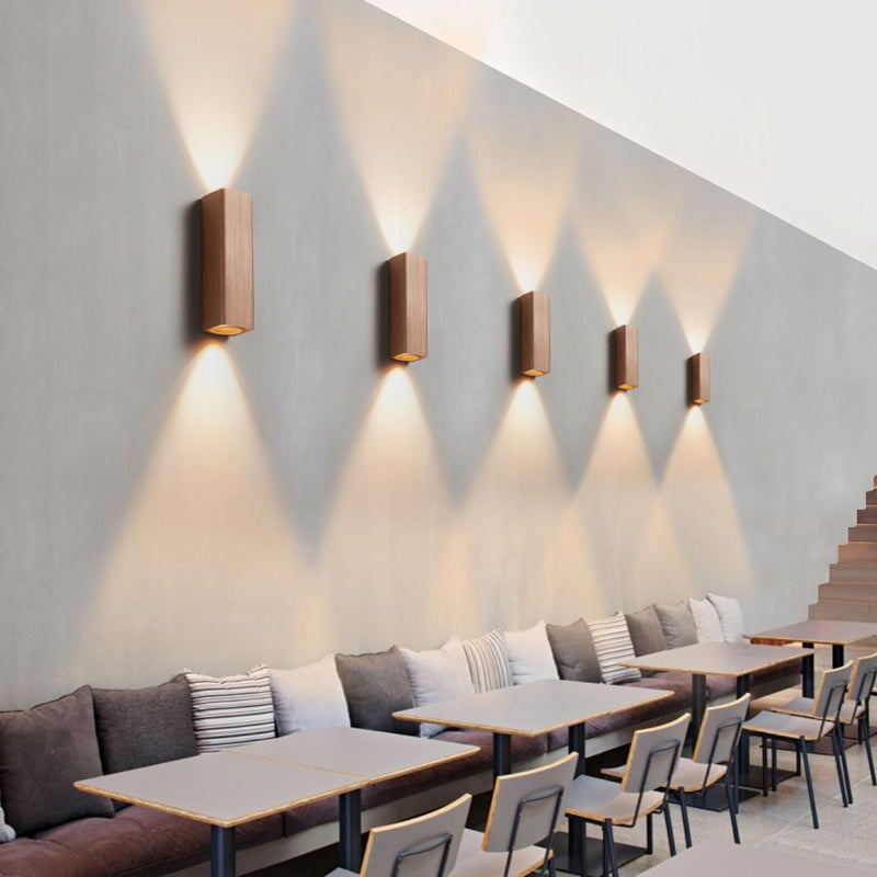 Moderne Kubus Wandmontierte Leuchte Metall Wohnzimmer LED Oben und Unten Wandleuchte in Bronze/Gold/Braun