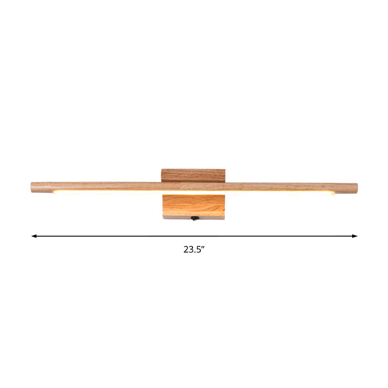 Slim Wood Vanity Sconce Lampe Modernist Led Beige Wandmontierte Lichtquelle in Weiß/Warm Licht