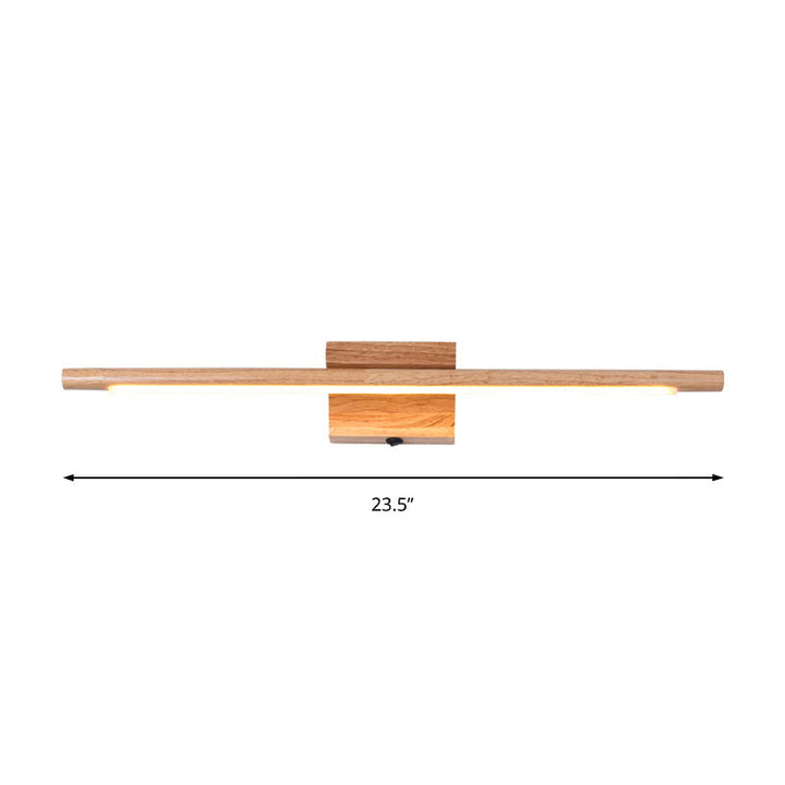 Slim Wood Vanity Sconce Lampe Modernist Led Beige Wandmontierte Lichtquelle in Weiß/Warm Licht