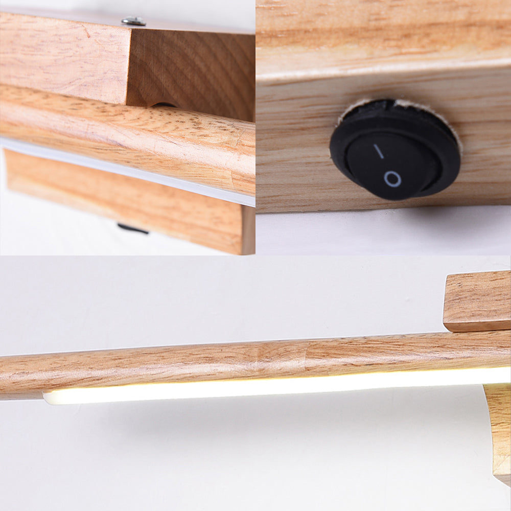 Slim Wood Vanity Sconce Lampe Modernist Led Beige Wandmontierte Lichtquelle in Weiß/Warm Licht