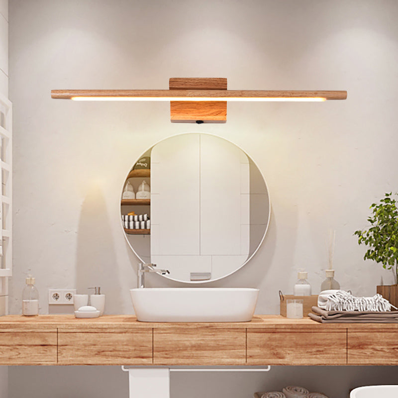 Slim Wood Vanity Sconce Lampe Modernist Led Beige Wandmontierte Lichtquelle in Weiß/Warm Licht