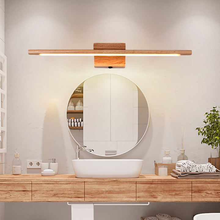 Slim Wood Vanity Sconce Lampe Modernist Led Beige Wandmontierte Lichtquelle in Weiß/Warm Licht