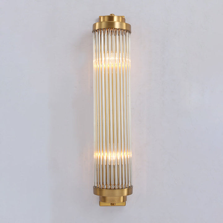 Zeitgenössische Säule Wand Scone Licht Kristall 2 Köpfe Wohnzimmer Wandmontierte Lampe in Gold