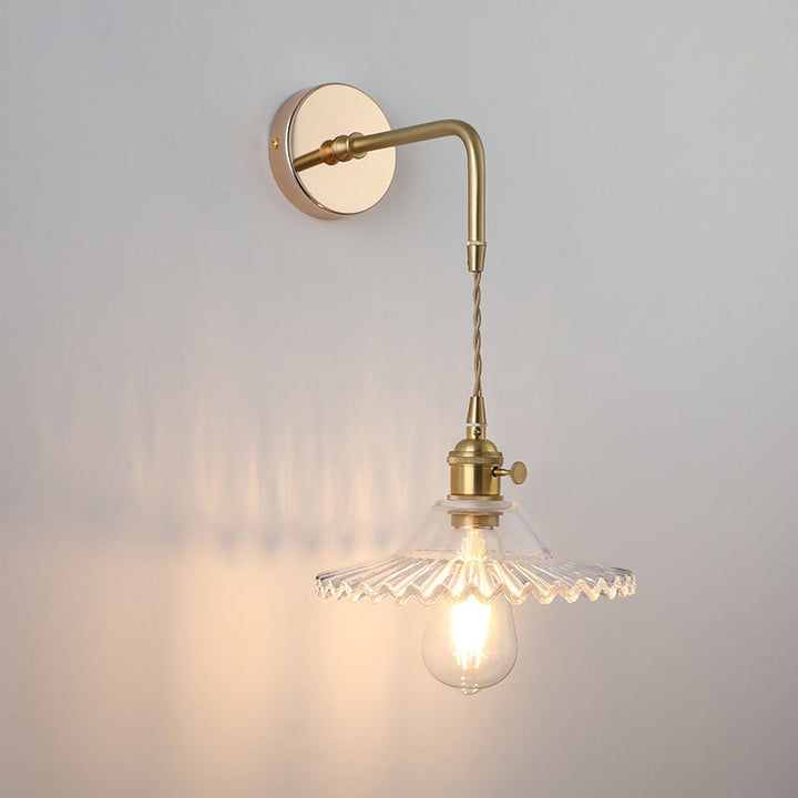 Schatten Glas Wandlicht Leuchte Vintage Einzeln-Birne Nachttisch Wandmontierte Lampe in Gold
