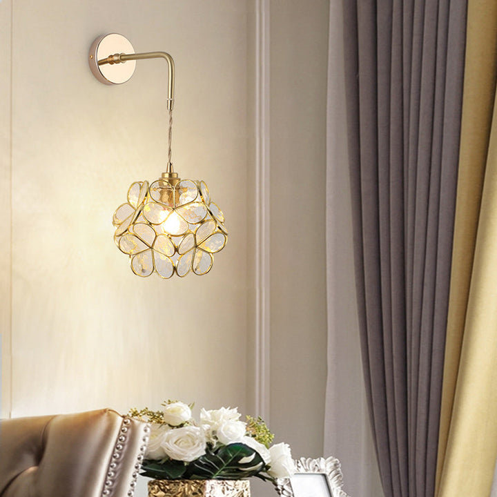 Schatten Glas Wandlicht Leuchte Vintage Einzeln-Birne Nachttisch Wandmontierte Lampe in Gold