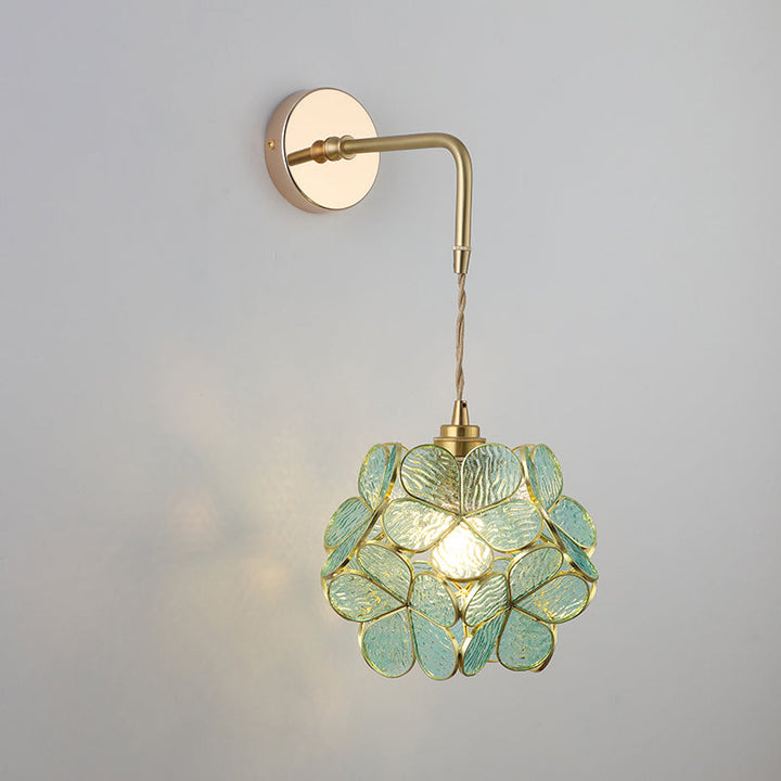 Schatten Glas Wandlicht Leuchte Vintage Einzeln-Birne Nachttisch Wandmontierte Lampe in Gold