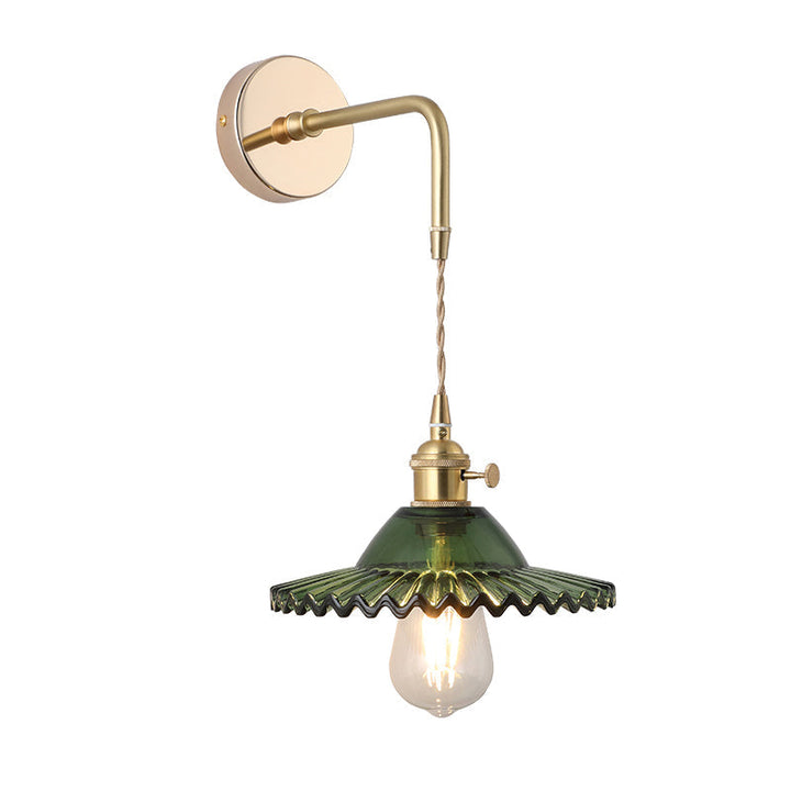 Schatten Glas Wandlicht Leuchte Vintage Einzeln-Birne Nachttisch Wandmontierte Lampe in Gold