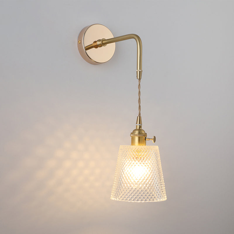 Schatten Glas Wandlicht Leuchte Vintage Einzeln-Birne Nachttisch Wandmontierte Lampe in Gold