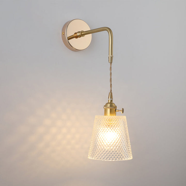 Schatten Glas Wandlicht Leuchte Vintage Einzeln-Birne Nachttisch Wandmontierte Lampe in Gold