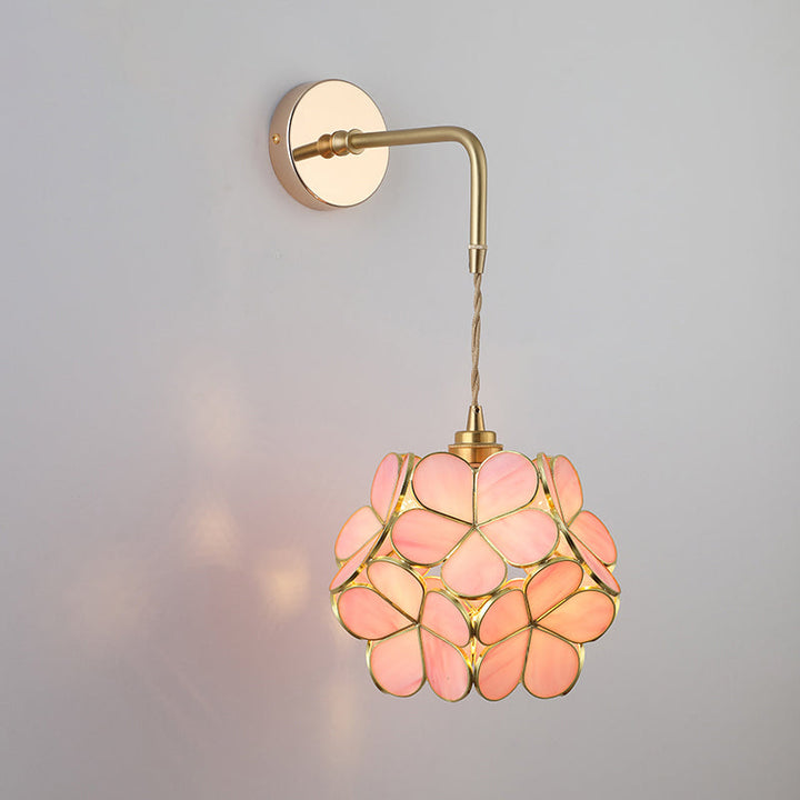 Schatten Glas Wandlicht Leuchte Vintage Einzeln-Birne Nachttisch Wandmontierte Lampe in Gold