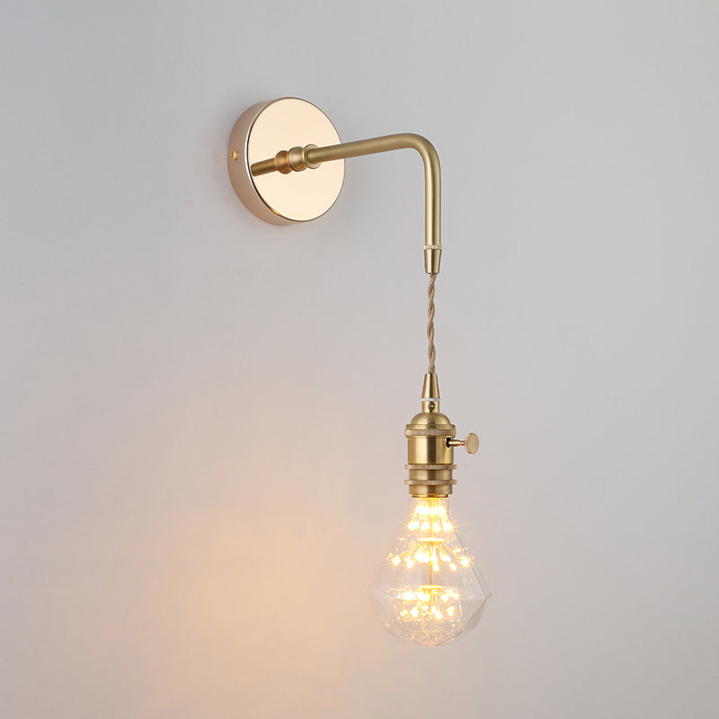 Schatten Glas Wandlicht Leuchte Vintage Einzeln-Birne Nachttisch Wandmontierte Lampe in Gold