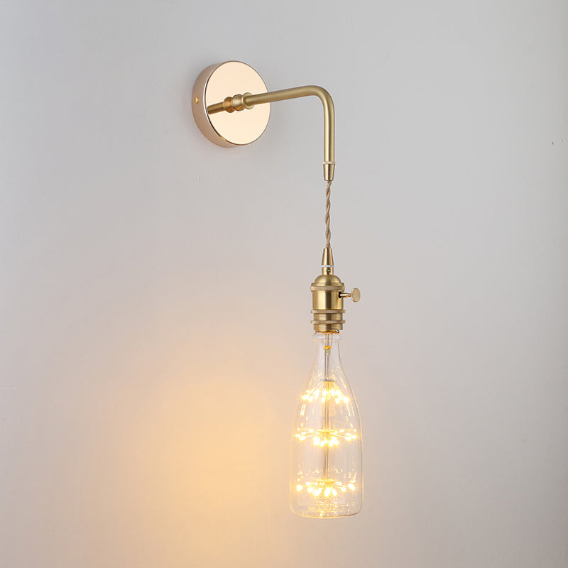 Schatten Glas Wandlicht Leuchte Vintage Einzeln-Birne Nachttisch Wandmontierte Lampe in Gold
