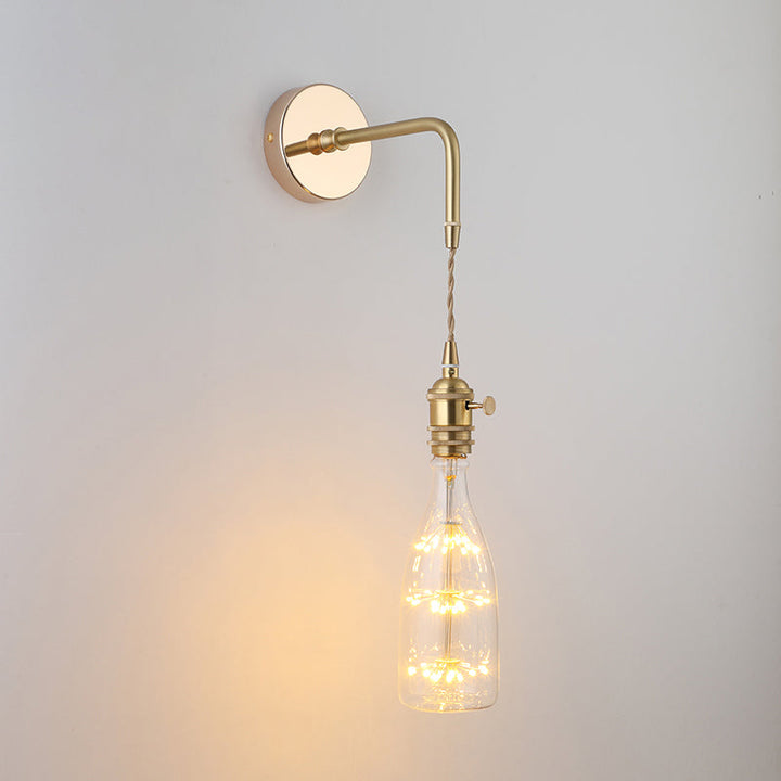 Schatten Glas Wandlicht Leuchte Vintage Einzeln-Birne Nachttisch Wandmontierte Lampe in Gold