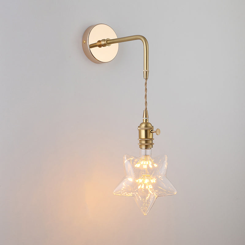 Schatten Glas Wandlicht Leuchte Vintage Einzeln-Birne Nachttisch Wandmontierte Lampe in Gold