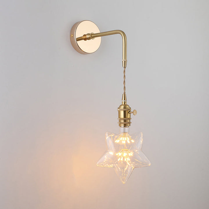 Schatten Glas Wandlicht Leuchte Vintage Einzeln-Birne Nachttisch Wandmontierte Lampe in Gold