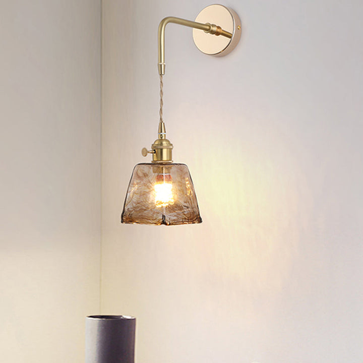 Schatten Glas Wandlicht Leuchte Vintage Einzeln-Birne Nachttisch Wandmontierte Lampe in Gold