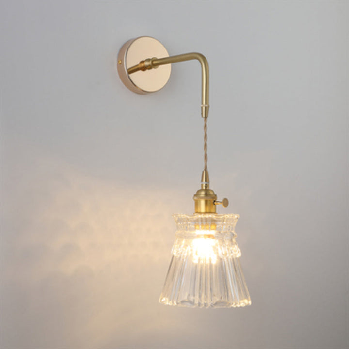 Schatten Glas Wandlicht Leuchte Vintage Einzeln-Birne Nachttisch Wandmontierte Lampe in Gold