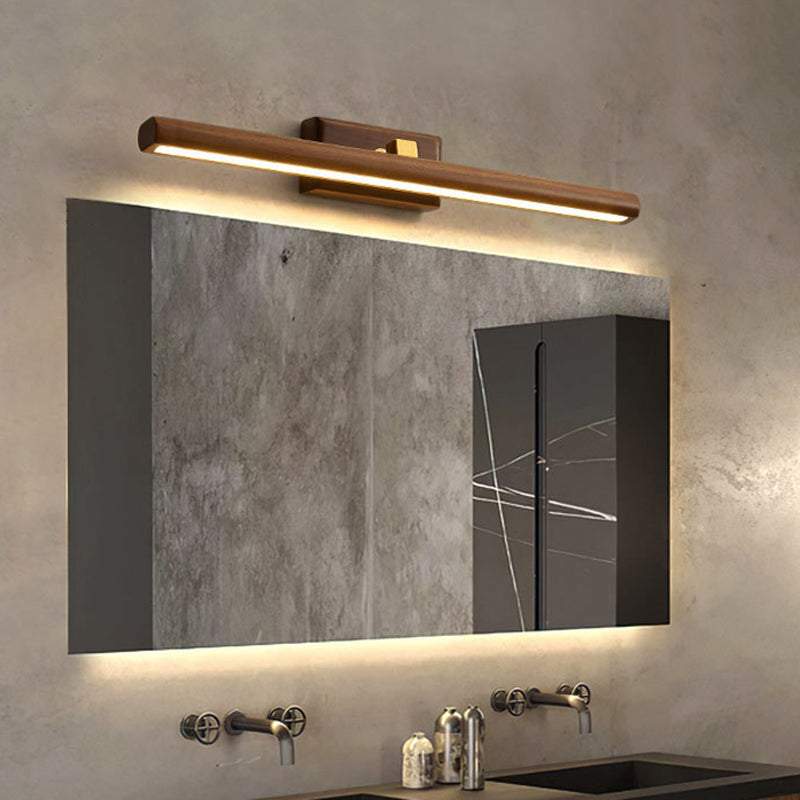 Nordic Style Linear Wand-Sconce Licht Acryl Badezimmer LED Kosmetikbeleuchtung in Dunkelholz