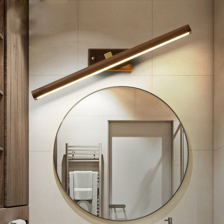 Nordic Style Linear Wand-Sconce Licht Acryl Badezimmer LED Kosmetikbeleuchtung in Dunkelholz