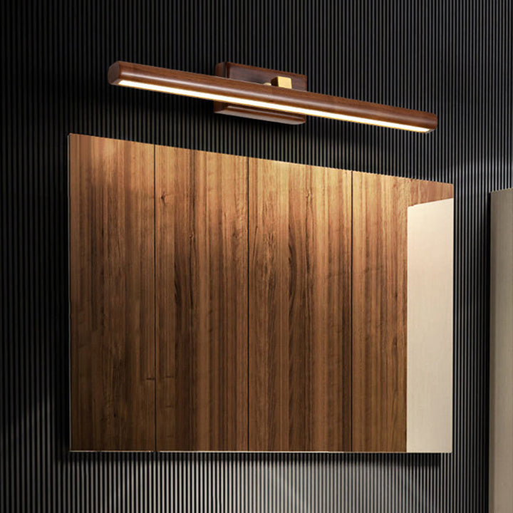 Nordic Style Linear Wand-Sconce Licht Acryl Badezimmer LED Kosmetikbeleuchtung in Dunkelholz