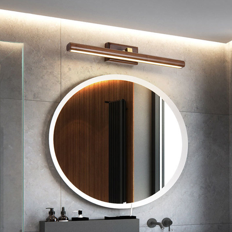 Nordic Style Linear Wand-Sconce Licht Acryl Badezimmer LED Kosmetikbeleuchtung in Dunkelholz