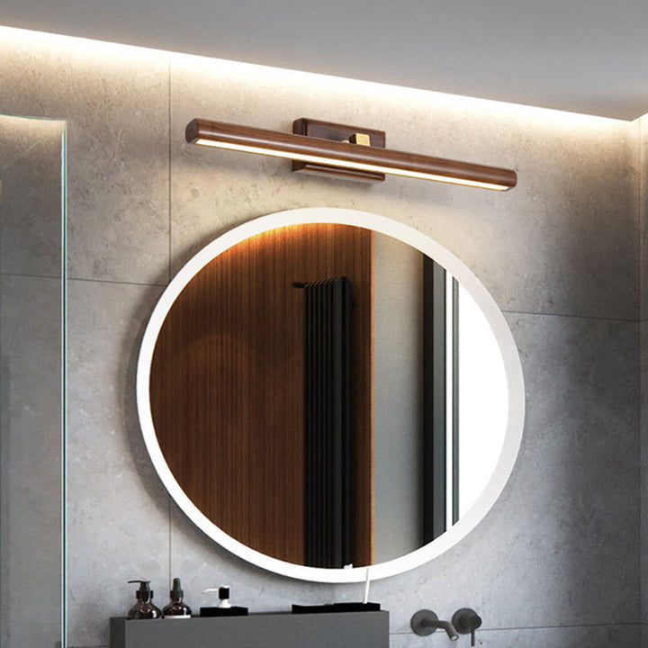 Nordic Style Linear Wand-Sconce Licht Acryl Badezimmer LED Kosmetikbeleuchtung in Dunkelholz