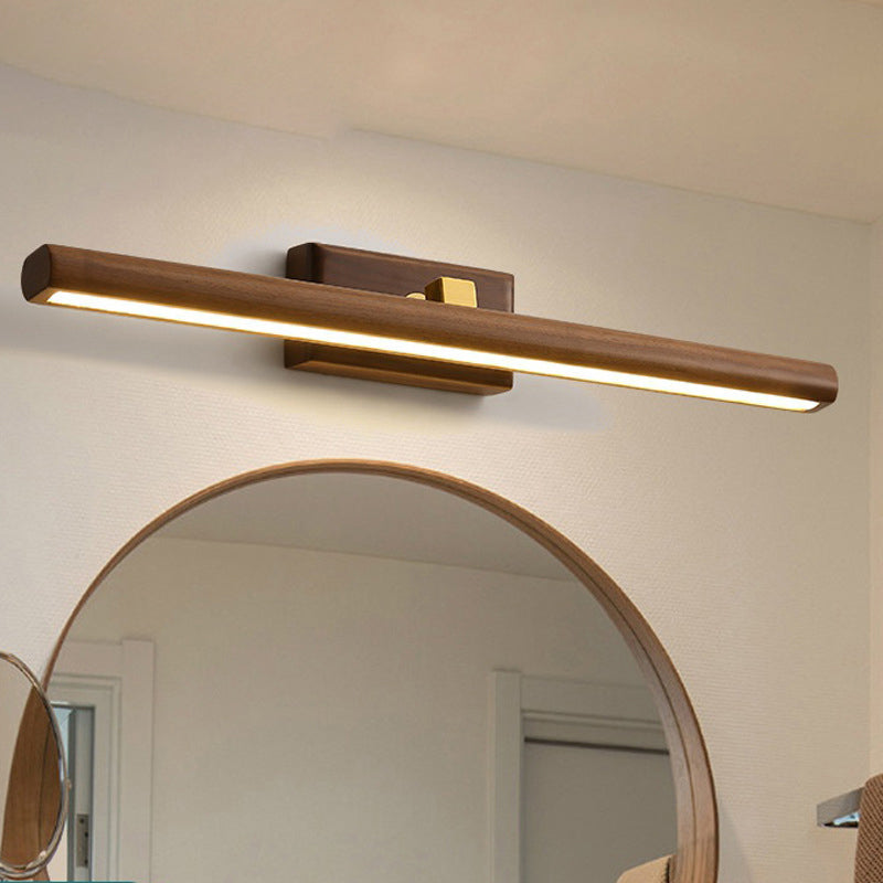 Nordic Style Linear Wand-Sconce Licht Acryl Badezimmer LED Kosmetikbeleuchtung in Dunkelholz