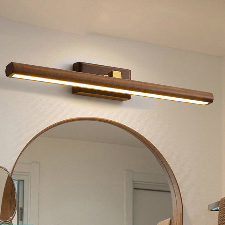 Nordic Style Linear Wand-Sconce Licht Acryl Badezimmer LED Kosmetikbeleuchtung in Dunkelholz