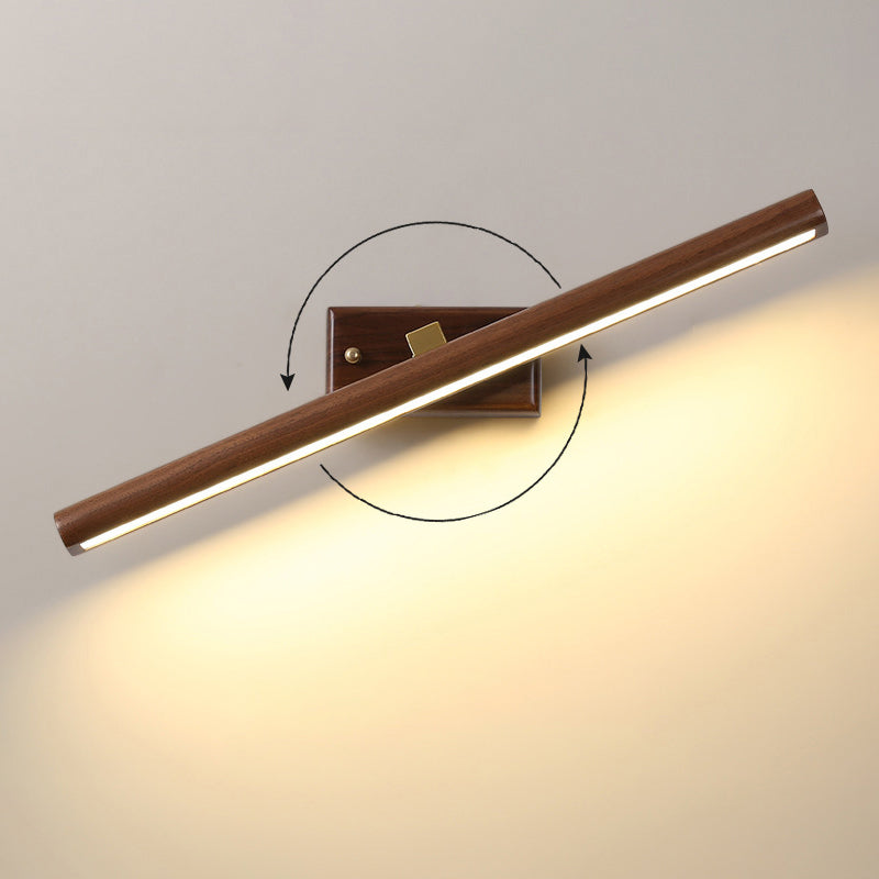 Nordic Style Linear Wand-Sconce Licht Acryl Badezimmer LED Kosmetikbeleuchtung in Dunkelholz