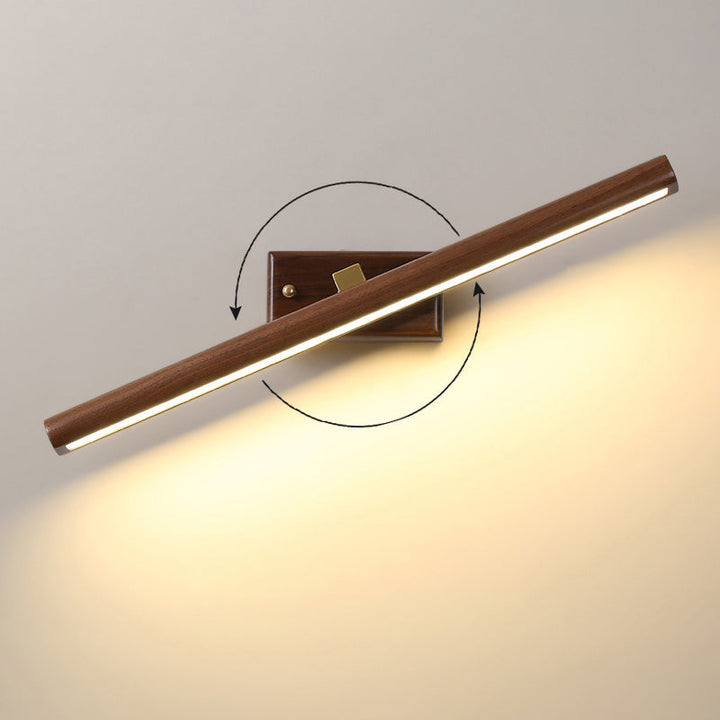 Nordic Style Linear Wand-Sconce Licht Acryl Badezimmer LED Kosmetikbeleuchtung in Dunkelholz