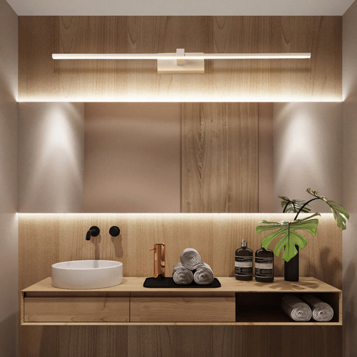 Linear Geformte Badezimmer Wand Sconce Licht Metallisch Minimalistisches LED Vanity Beleuchtung Ideen
