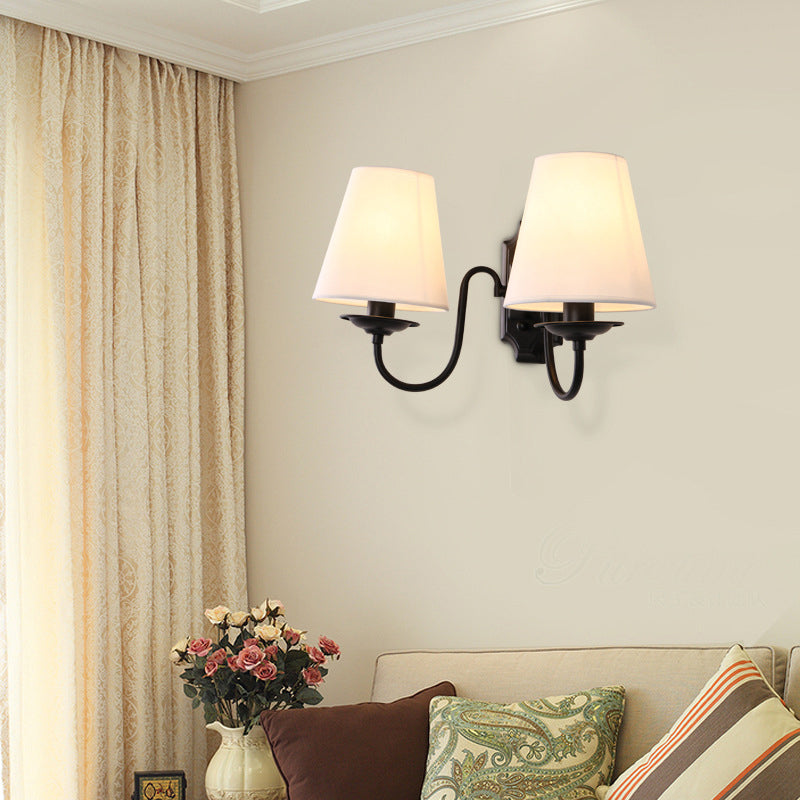Eimer Schatten Stoff Wand Licht fixture Vintage Wohnzimmer Wand montiert Lampe in Schwarz